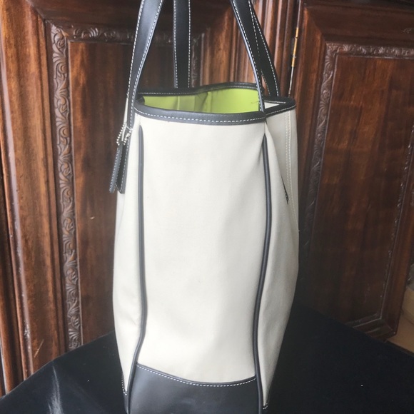 Small Canvas and Leather Coach Tote - Picture 5 of 15